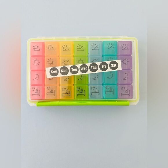 Daily Pill Box 4 Times a Day Pil Organizer Monthly Pill Case - Picture 1 of 7